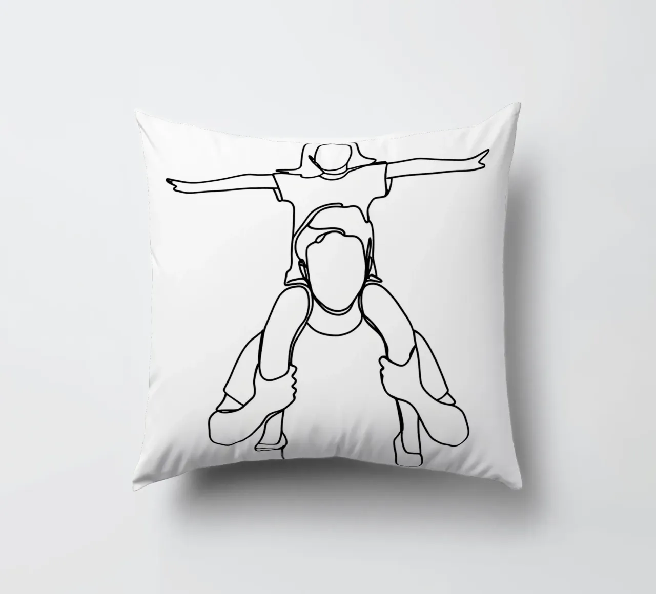 Dad and Daughter Minimalist Line Art decorative cushion by Viv Line Art