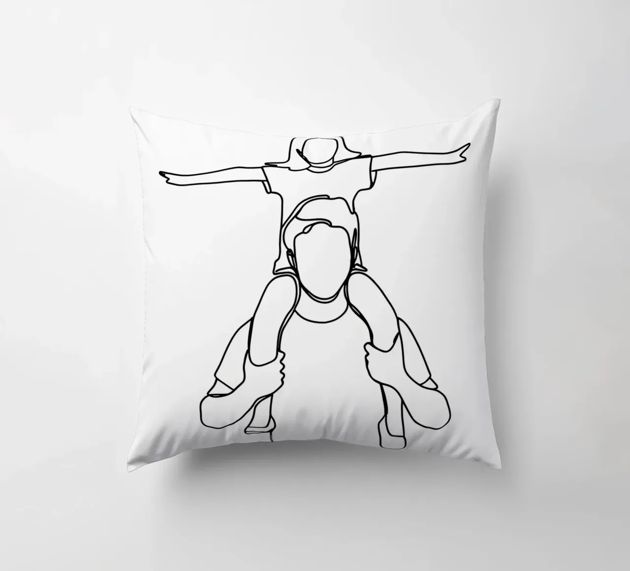 Dad and Daughter Minimalist Line Art decorative cushion by Viv Line Art