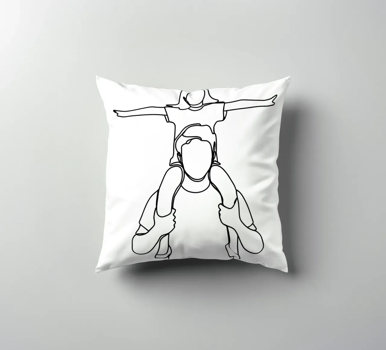 Dad and Daughter Minimalist Line Art decorative cushion by Viv Line Art