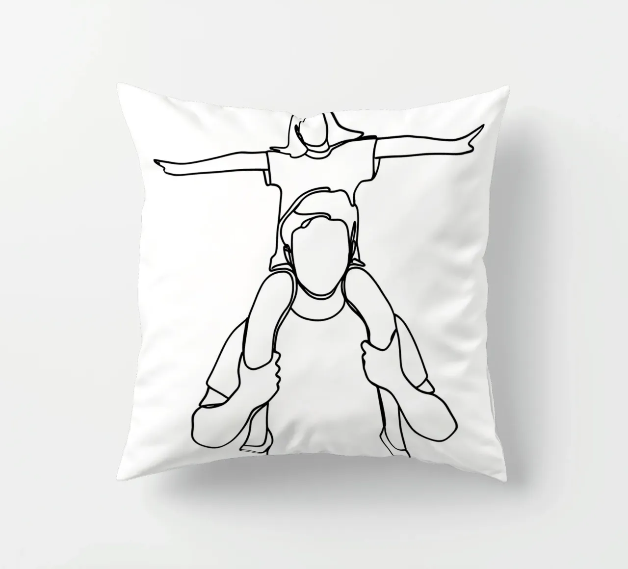 Dad and Daughter Minimalist Line Art decorative cushion by Viv Line Art