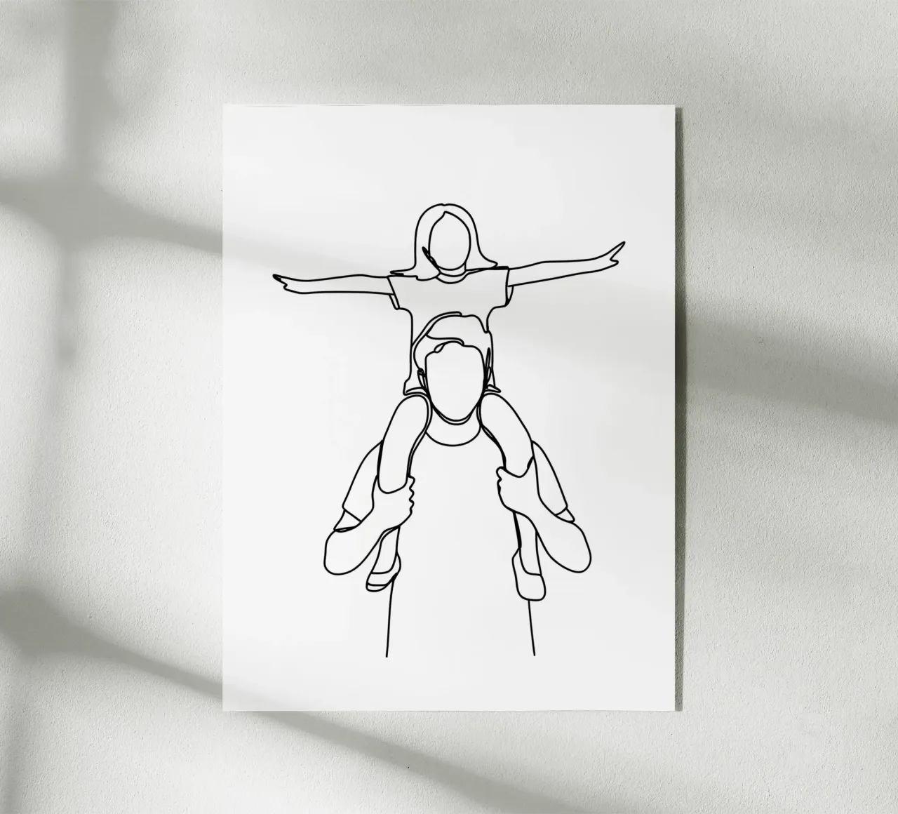 Dad and Daughter Minimalist Line Art acrylic glass by Viv Line Art