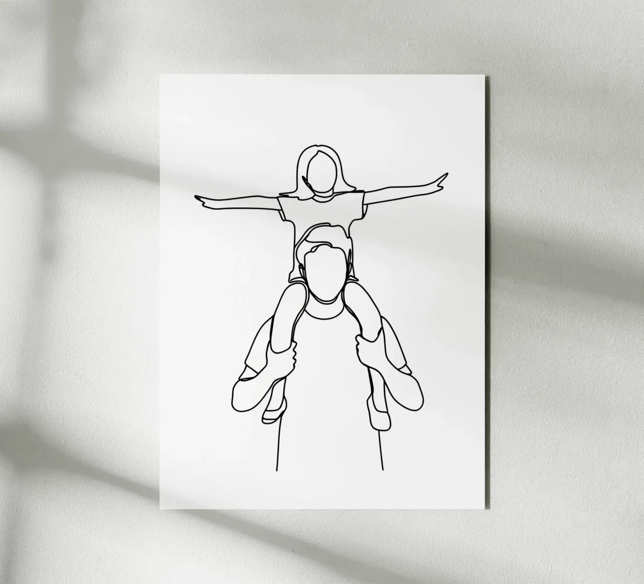 Dad and Daughter Minimalist Line Art alu-dibond by Viv Line Art