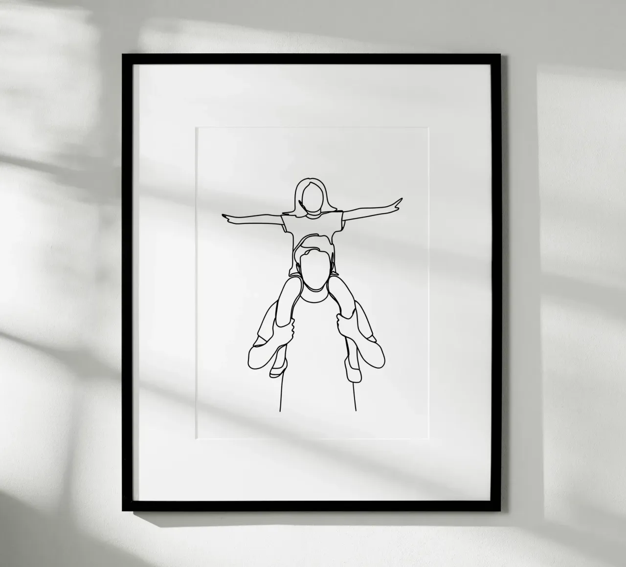 Papa et sa fille - Dessin au trait minimaliste hahnemühle de Viv Line Art