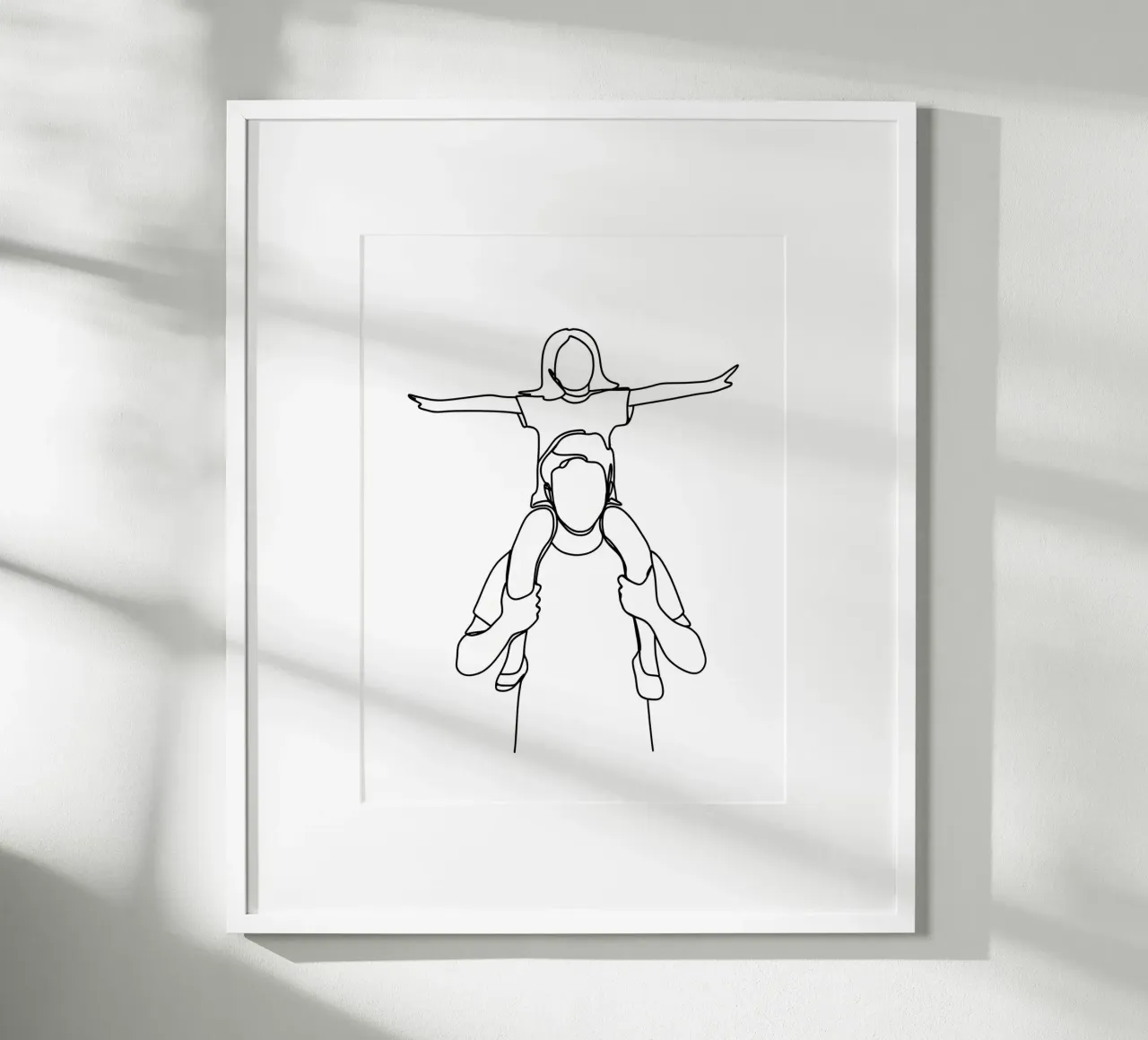 Papa et sa fille - Dessin au trait minimaliste hahnemühle de Viv Line Art