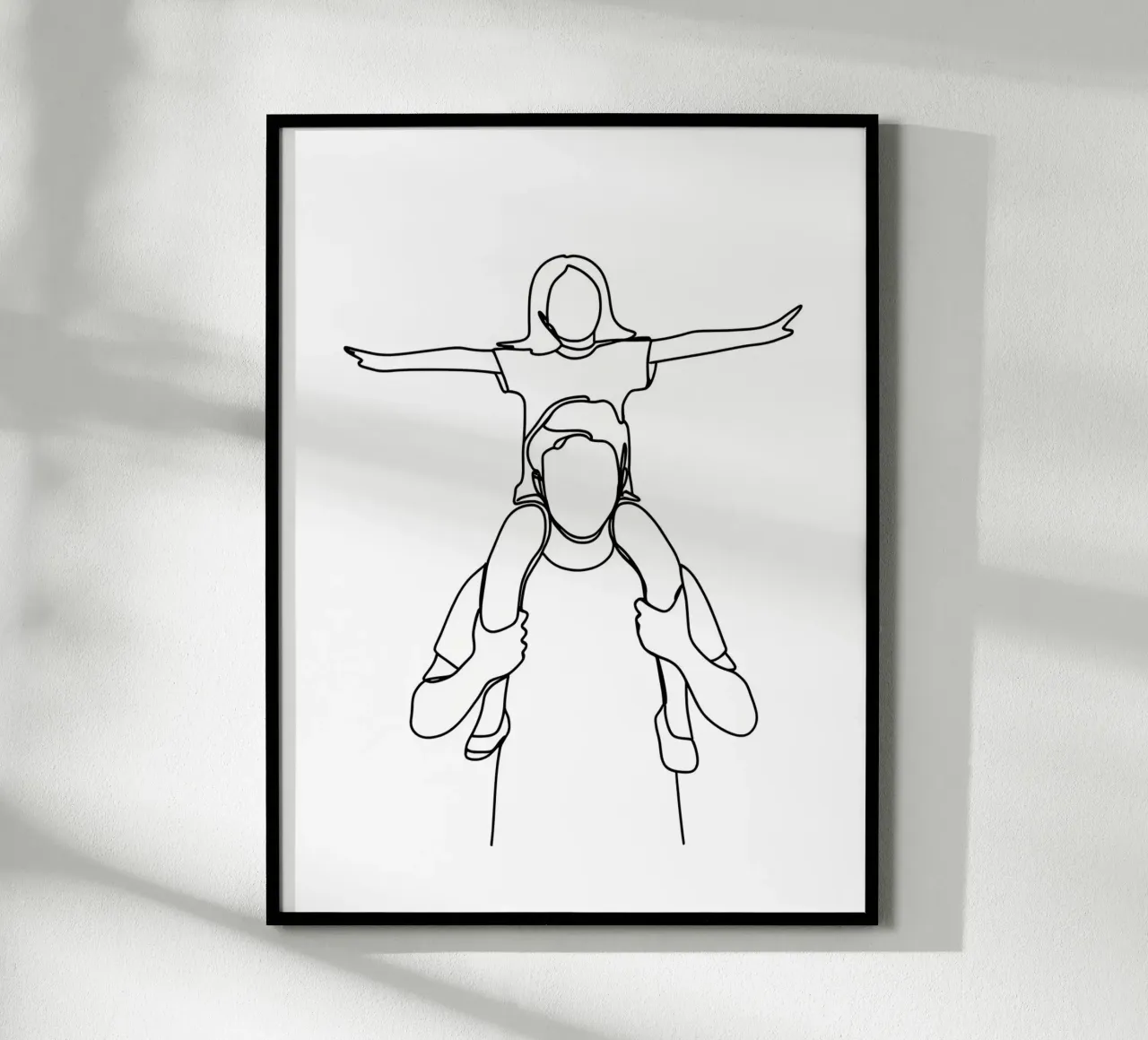 Papa et sa fille - Dessin au trait minimaliste hahnemühle de Viv Line Art