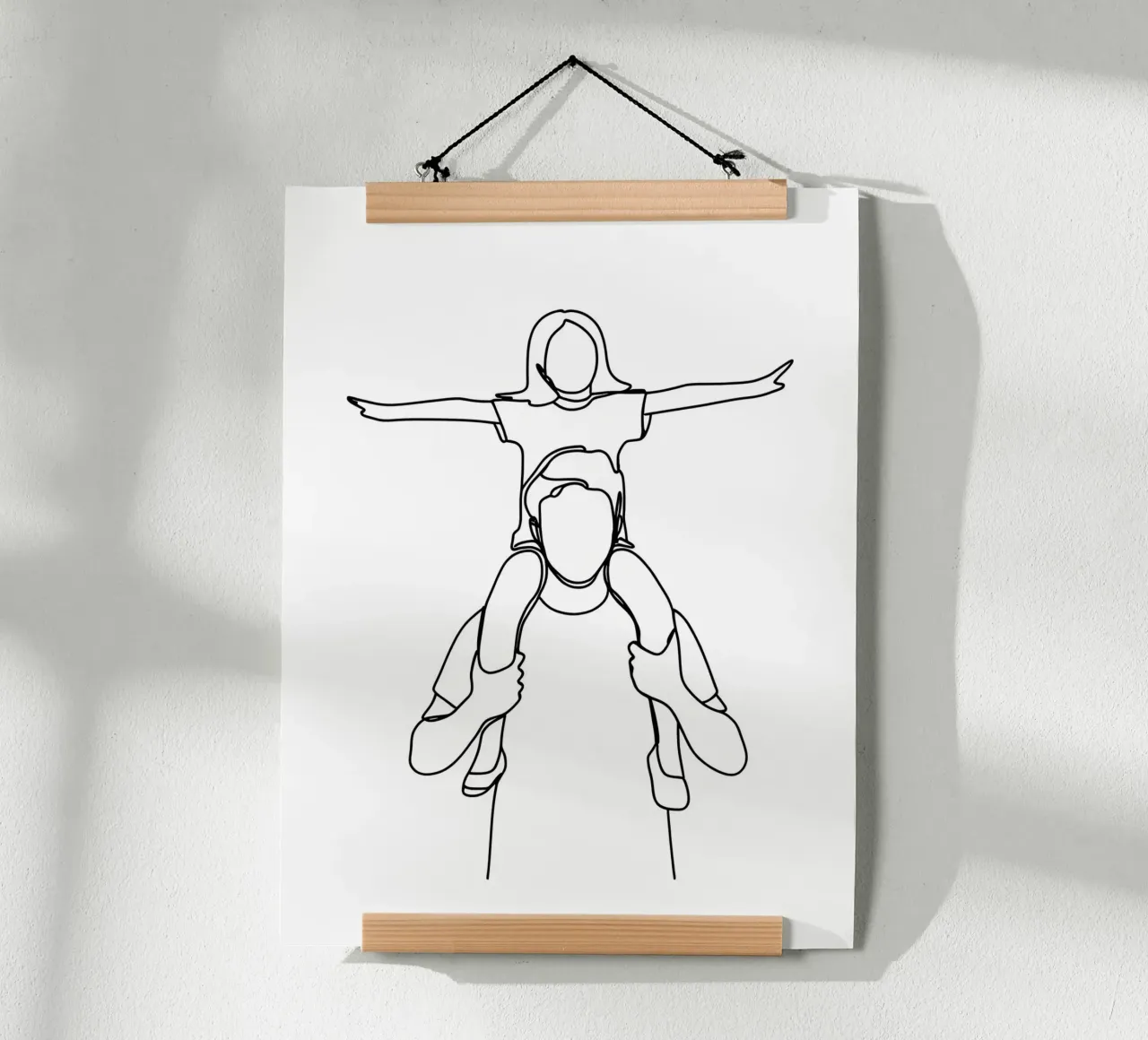 Papa et sa fille - Dessin au trait minimaliste hahnemühle de Viv Line Art