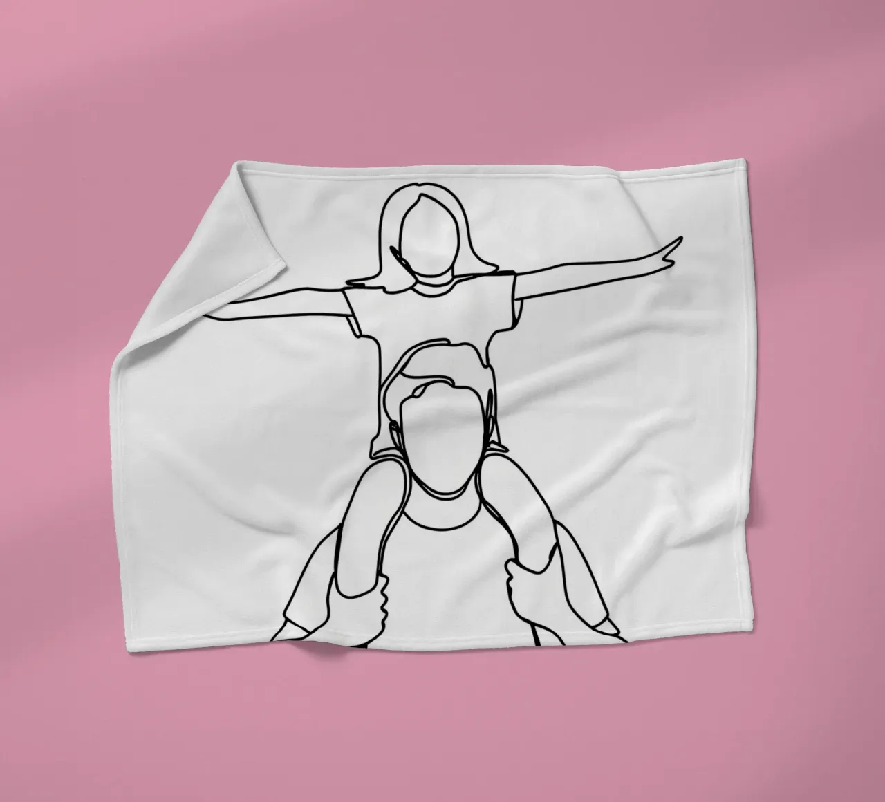 Minimalistische lijntekening voor vader en dochter fleecedeken van Viv Line Art