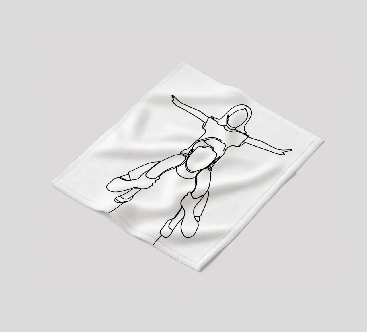 Minimalistische lijntekening voor vader en dochter fleecedeken van Viv Line Art