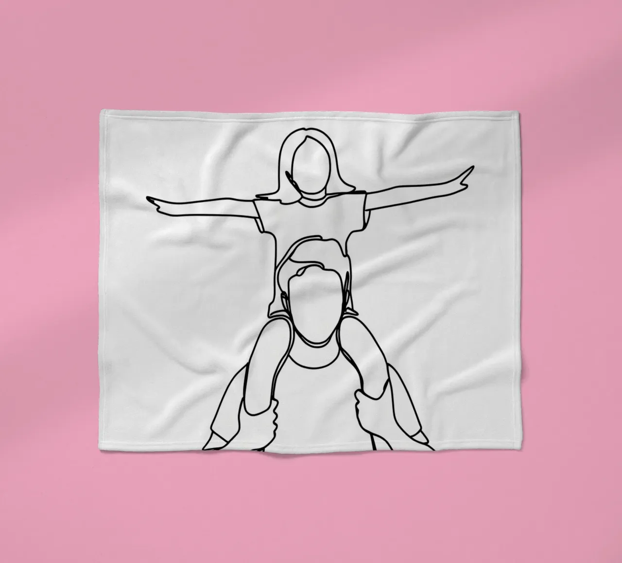 Minimalistische lijntekening voor vader en dochter fleecedeken van Viv Line Art