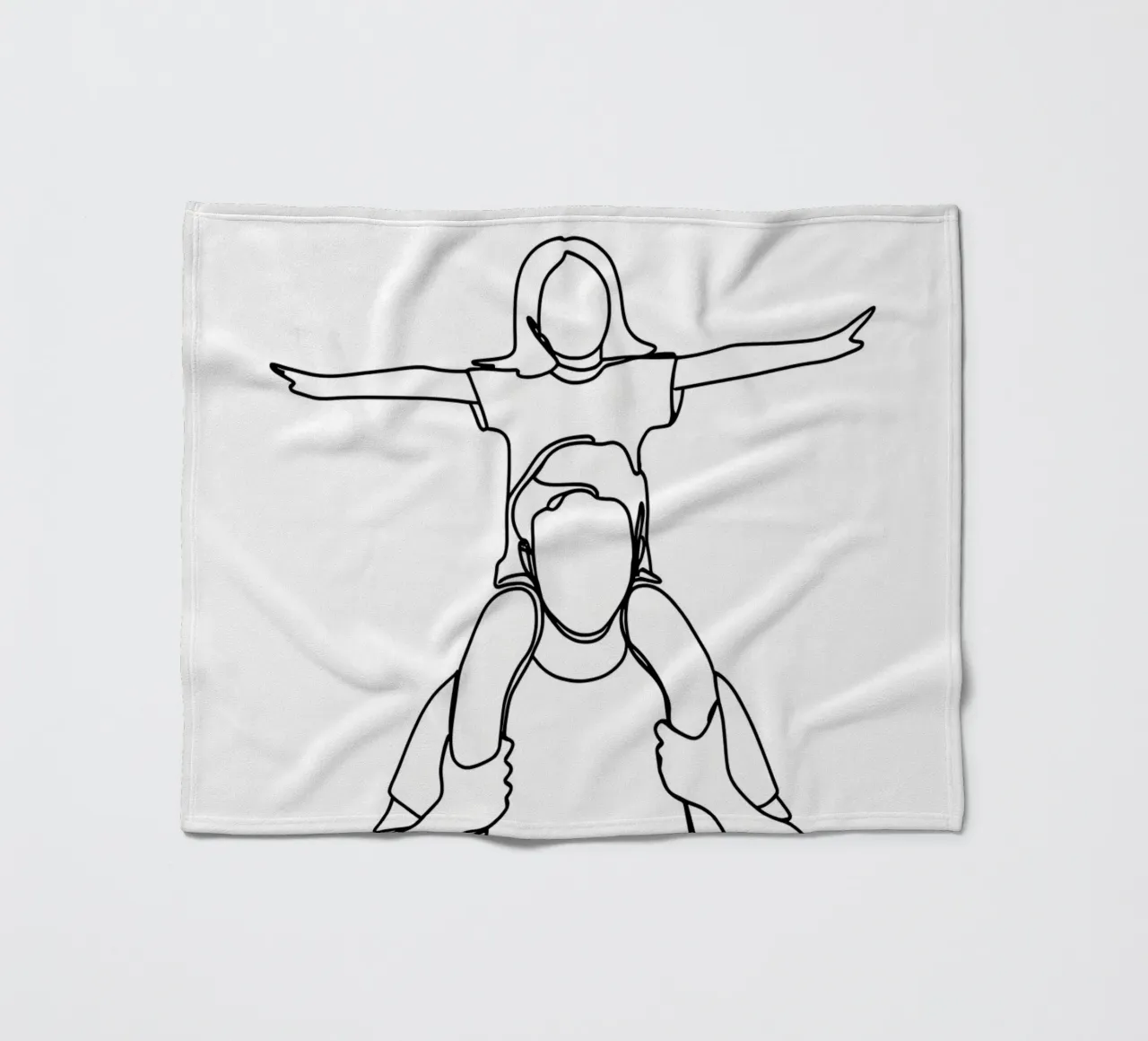 Minimalistische lijntekening voor vader en dochter fleecedeken van Viv Line Art