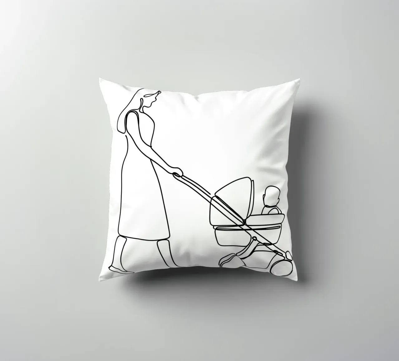 Madre con bambino Line Art minimalista cuscino da Viv Line Art