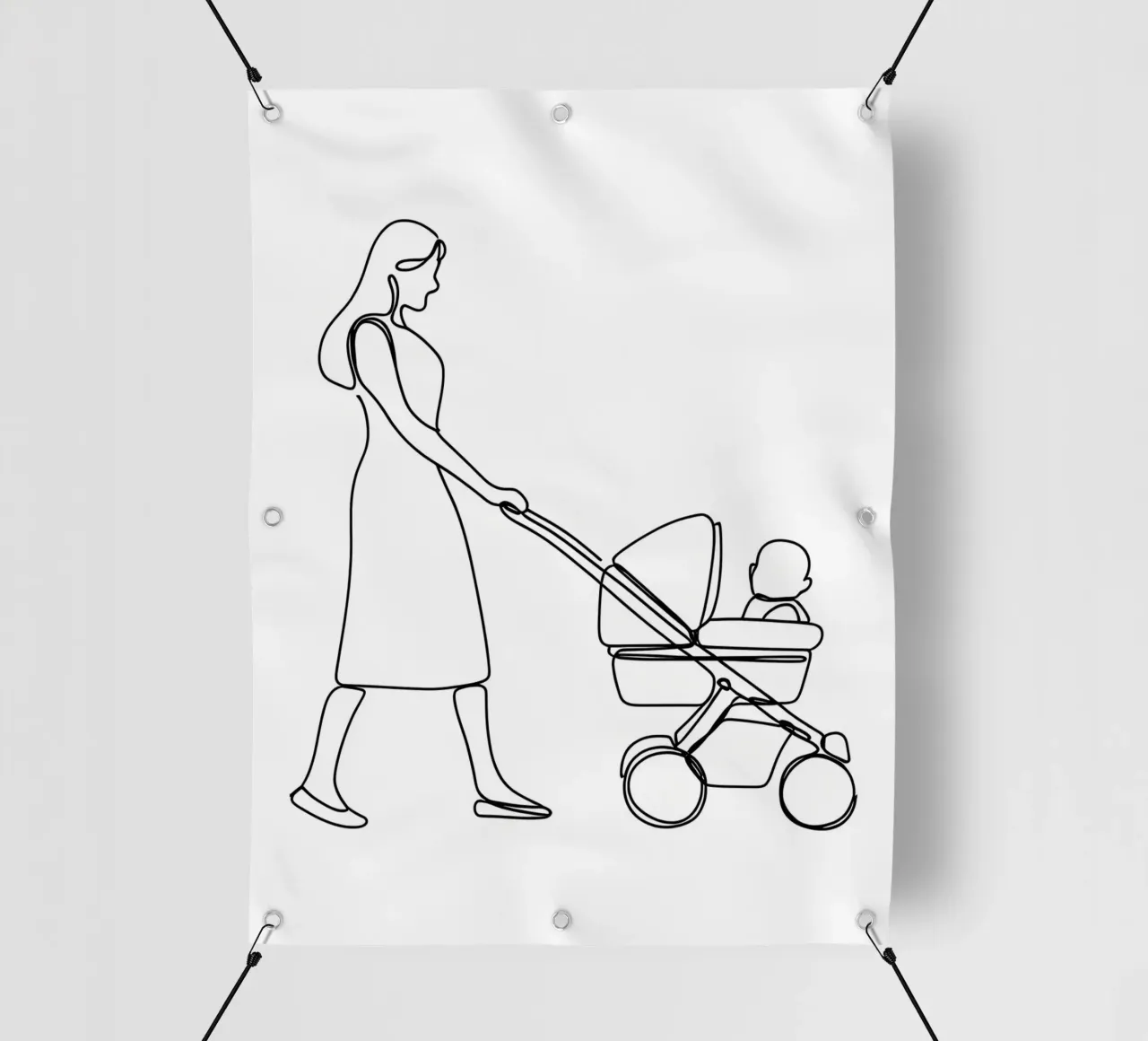 Madre con bambino Line Art minimalista telo in pvc da Viv Line Art