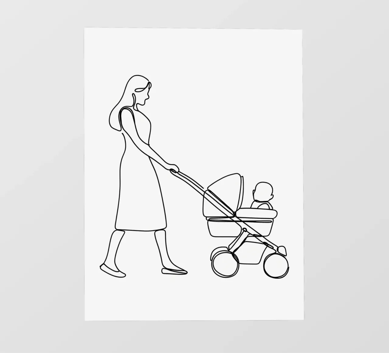 Madre con bambino Line Art minimalista telo in pvc da Viv Line Art