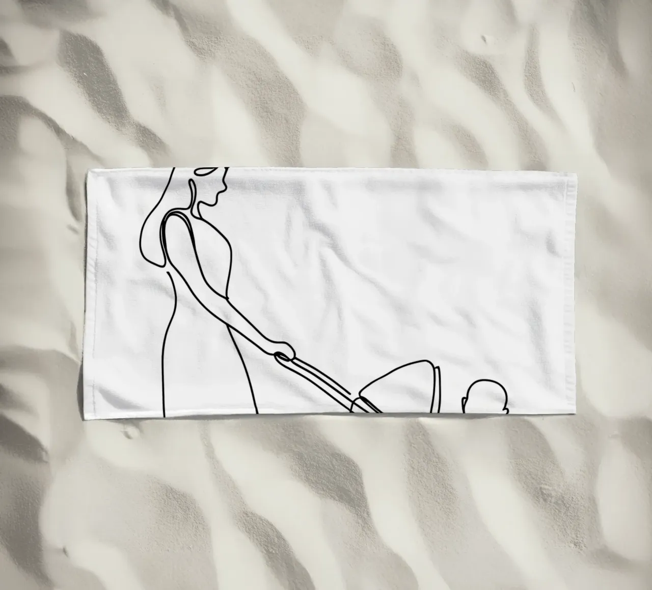 Madre con bambino Line Art minimalista telo mare da Viv Line Art