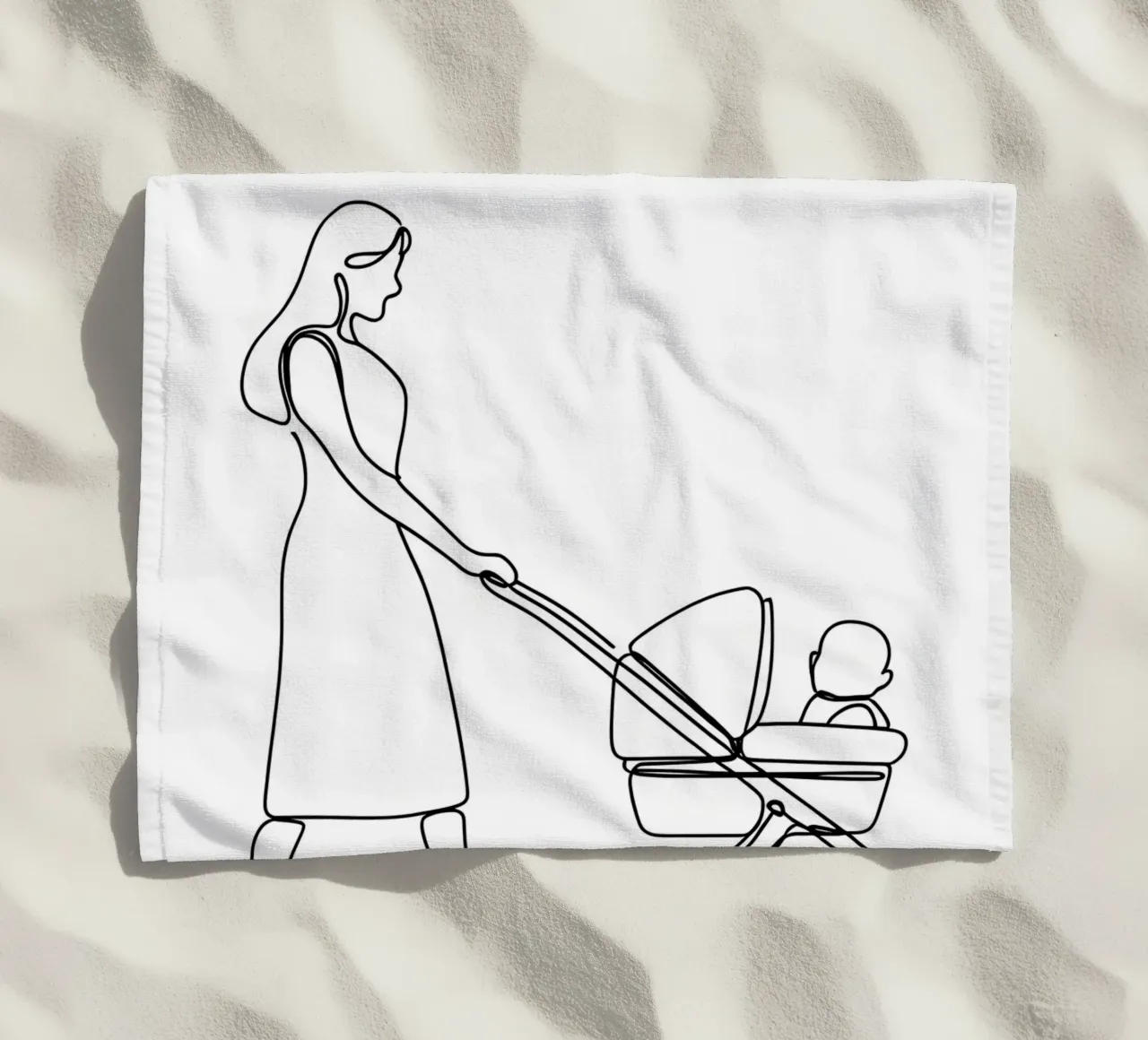 Madre con bambino Line Art minimalista telo mare da Viv Line Art