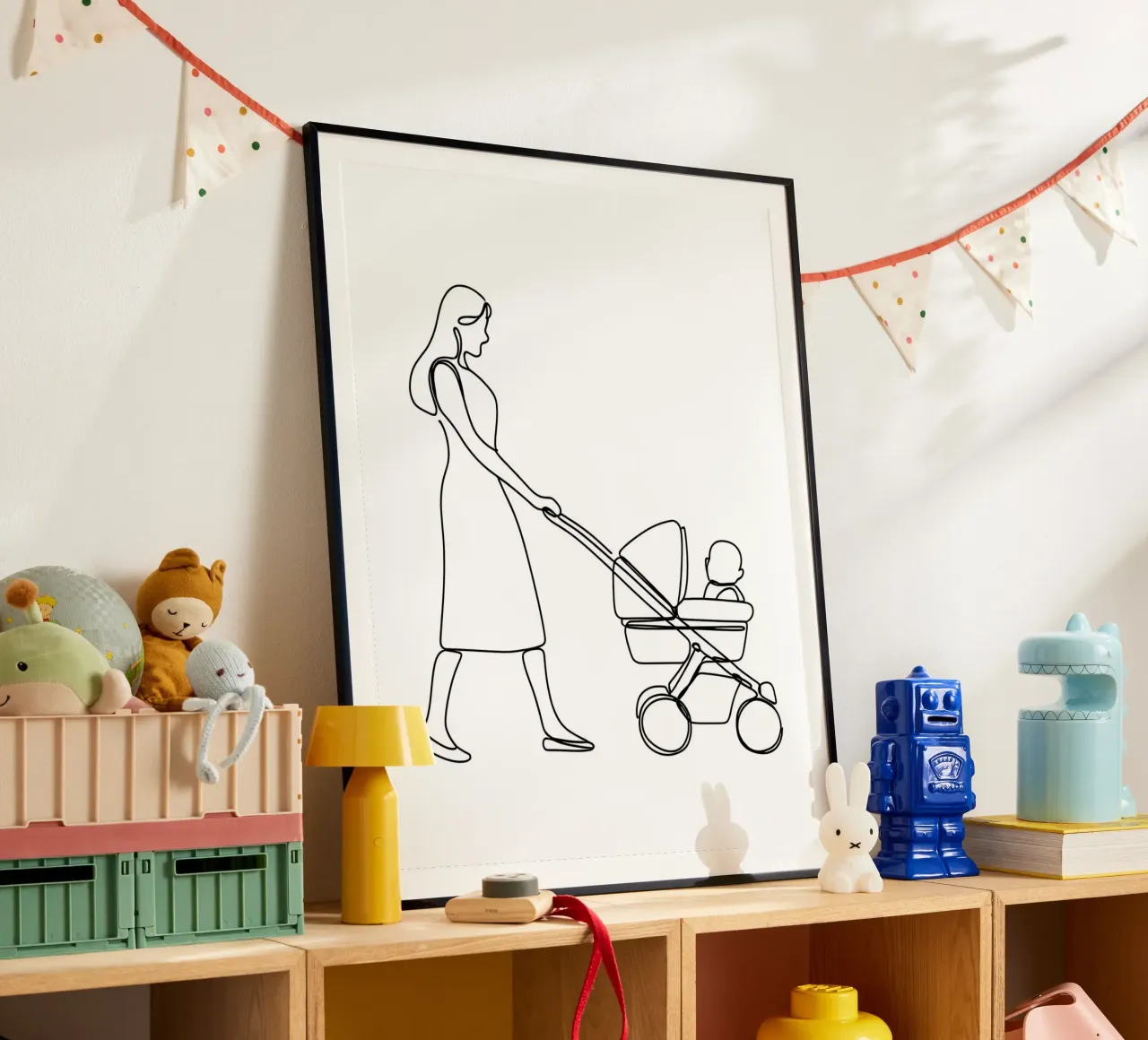 Madre con hijo Minimalist Line Art hahnemühle de Viv Line Art