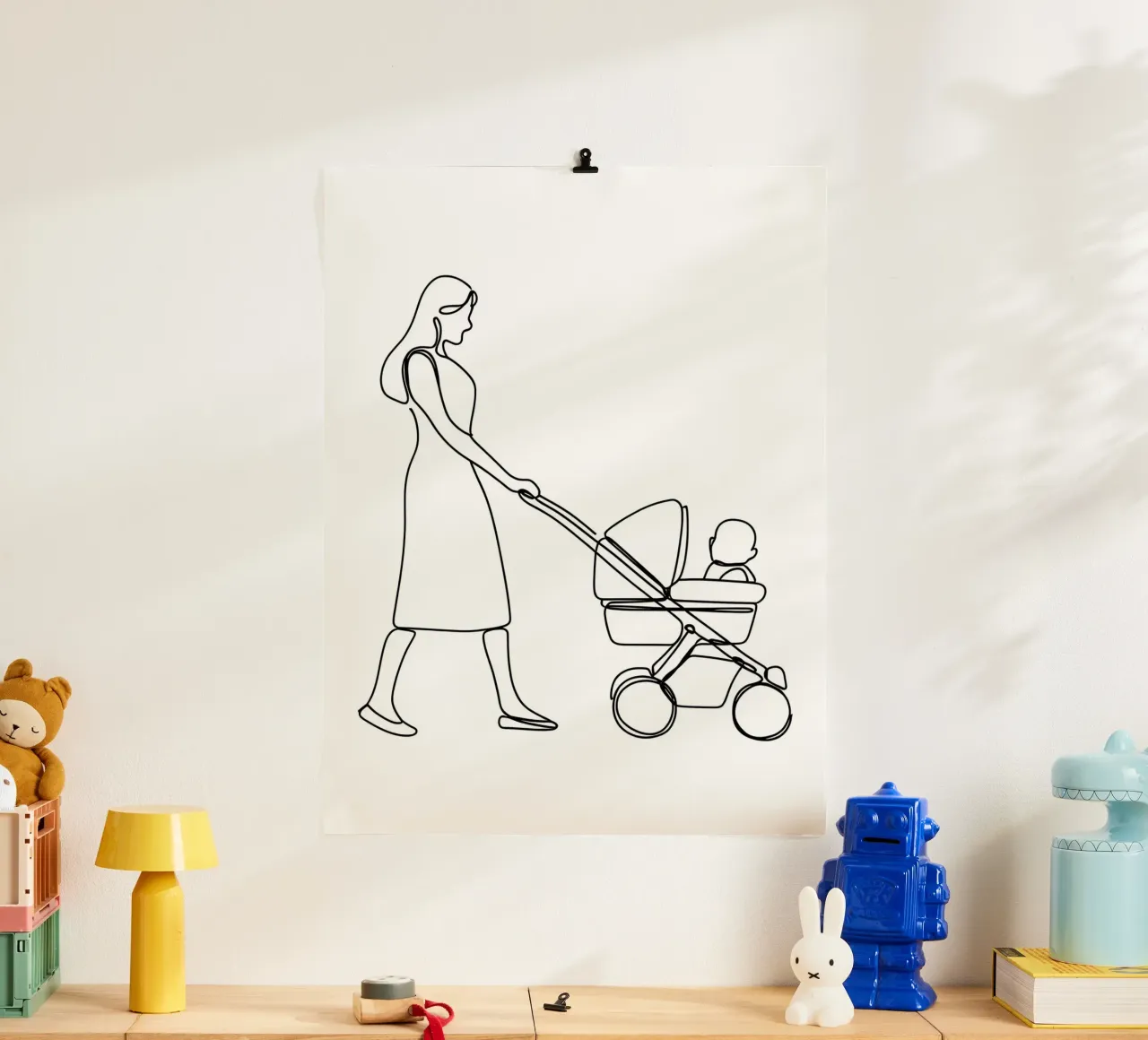 Madre con hijo Minimalist Line Art hahnemühle de Viv Line Art