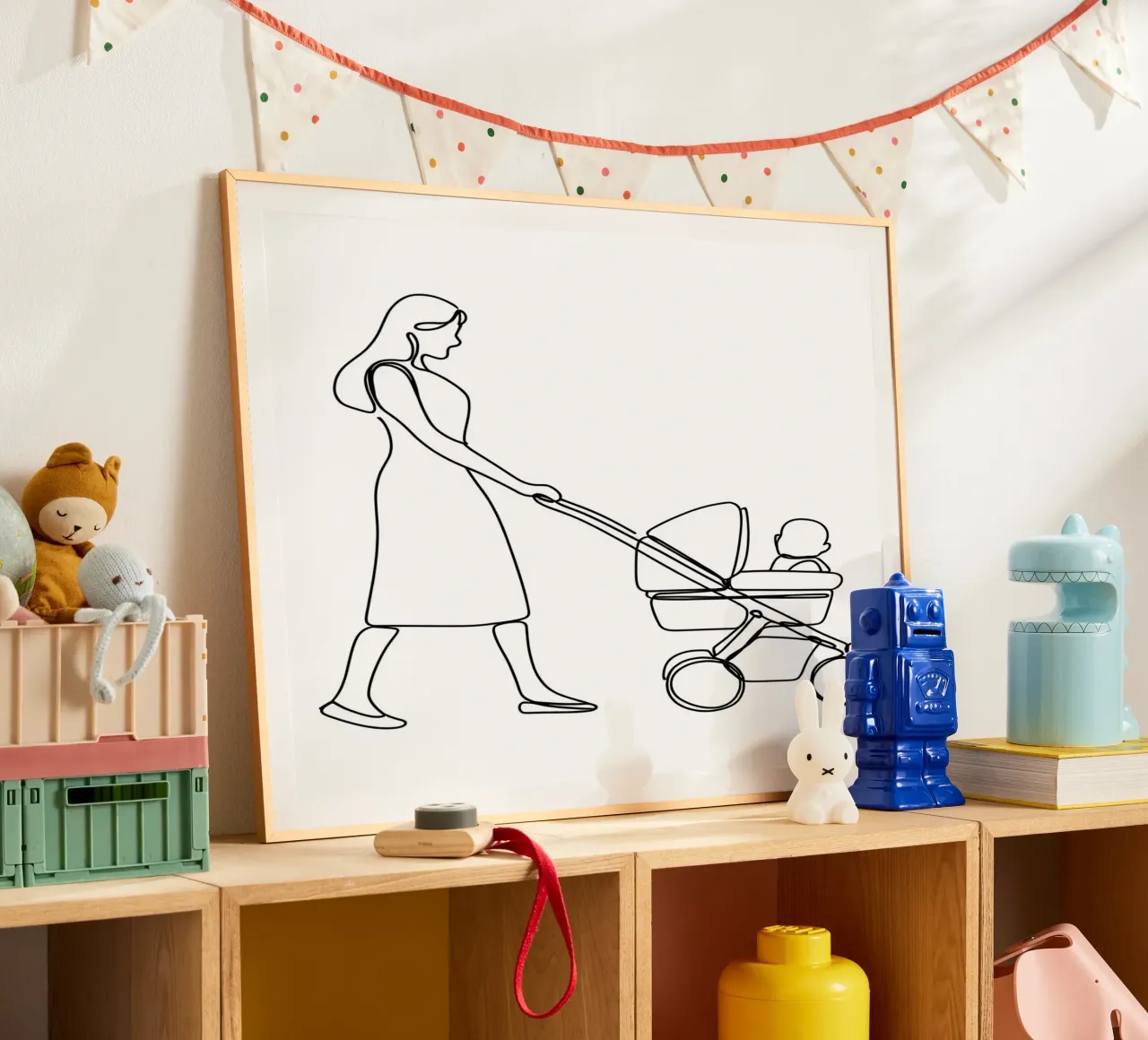 Madre con hijo Minimalist Line Art hahnemühle de Viv Line Art
