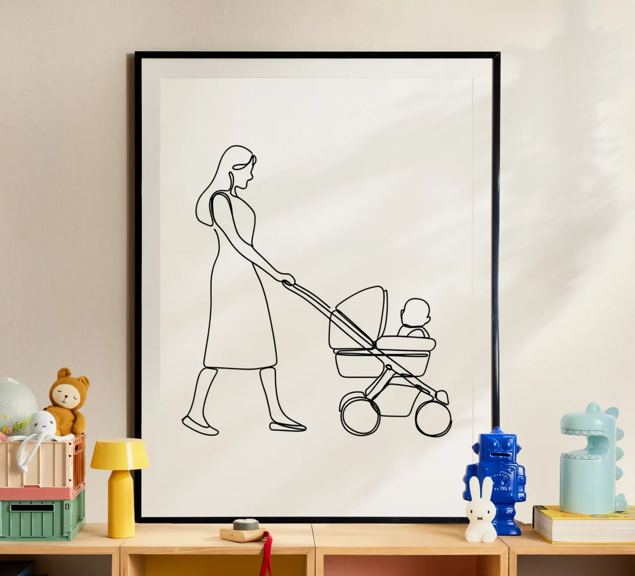 Madre con hijo Minimalist Line Art hahnemühle de Viv Line Art