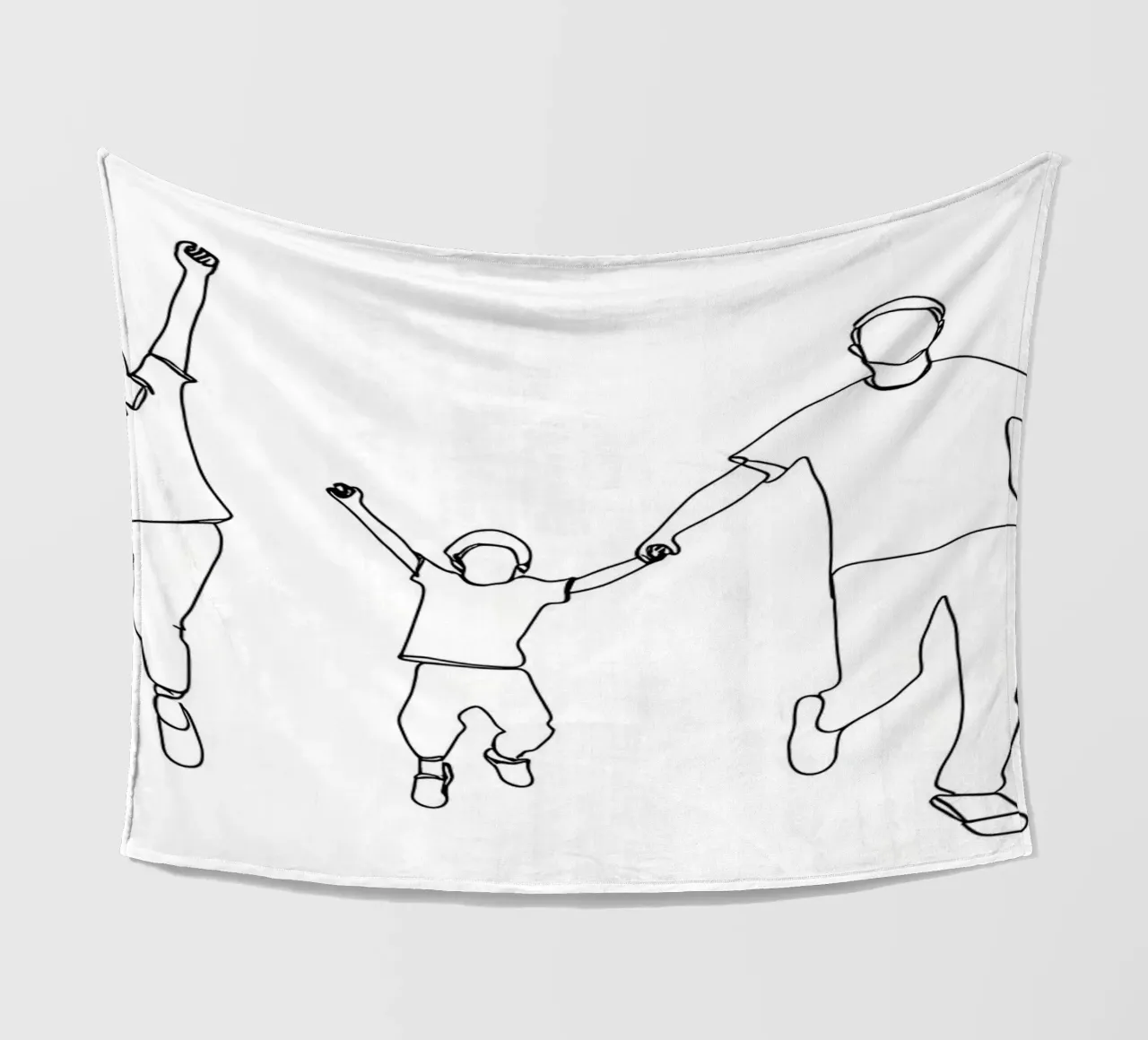 Parents Playing With Child Minimalist Line Art fleece blanket by Viv Line Art