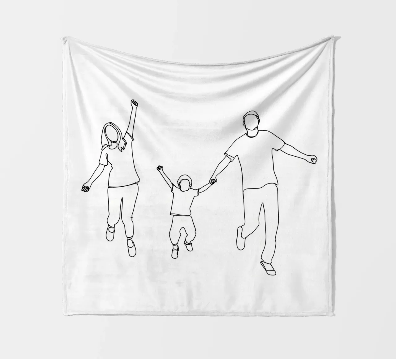 Parents Playing With Child Minimalist Line Art fleece blanket by Viv Line Art