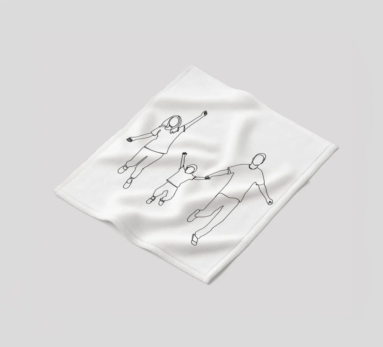 Parents Playing With Child Minimalist Line Art fleece blanket by Viv Line Art