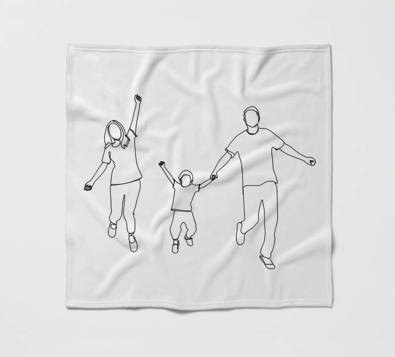 Parents Playing With Child Minimalist Line Art fleece blanket by Viv Line Art