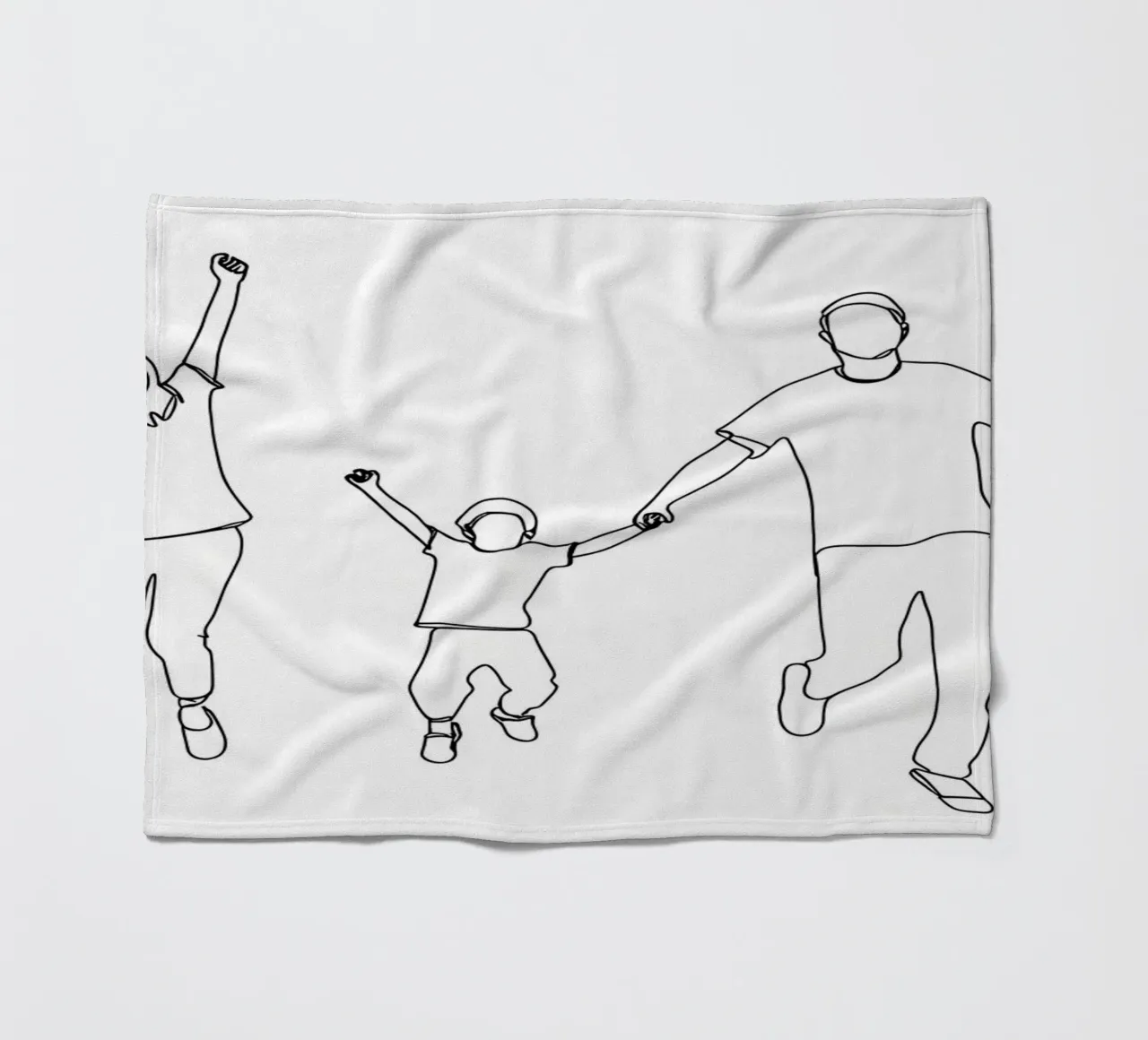 Parents Playing With Child Minimalist Line Art fleece blanket by Viv Line Art