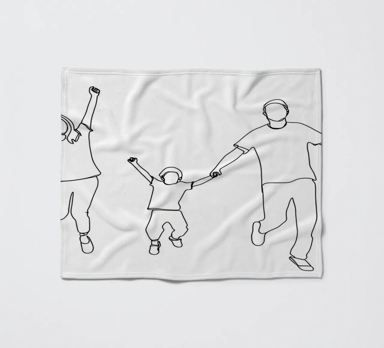 Parents Playing With Child Minimalist Line Art fleece blanket by Viv Line Art