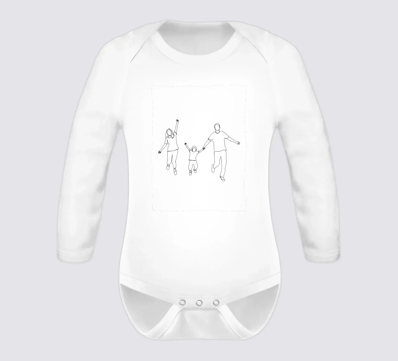 Parents Playing With Child Minimalist Line Art long-sleeve baby romper by Viv Line Art