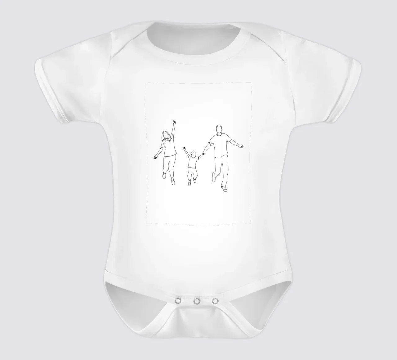 Padres jugando con su hijo Minimalist Line Art body de bebé de Viv Line Art