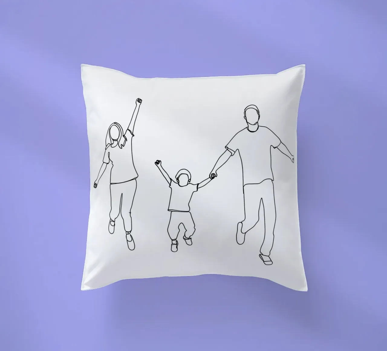 Parents Playing With Child Minimalist Line Art decorative cushion by Viv Line Art