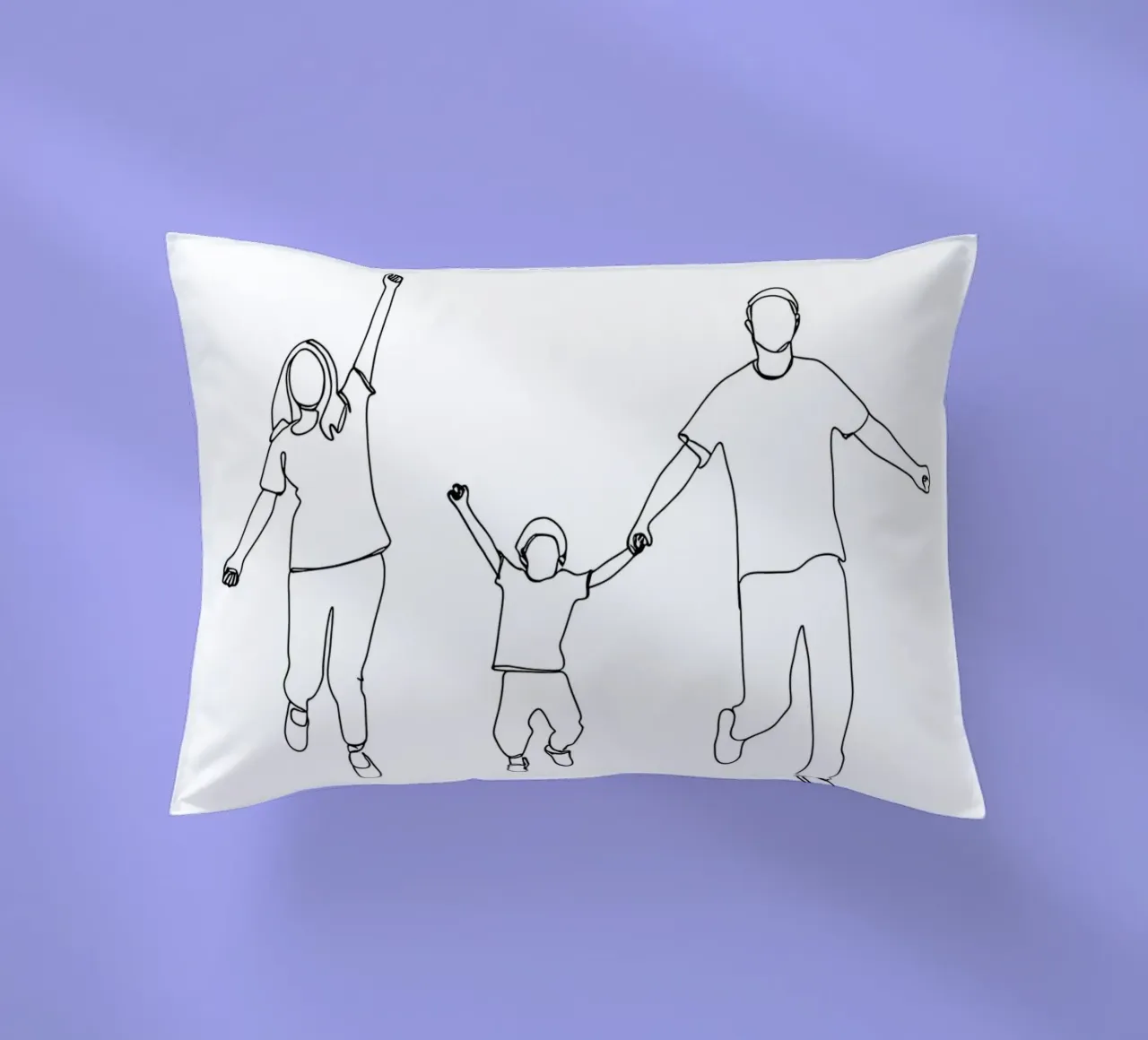 Parents Playing With Child Minimalist Line Art decorative cushion by Viv Line Art