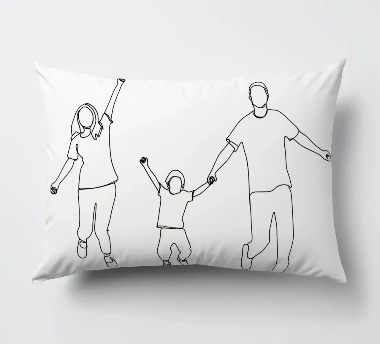 Parents Playing With Child Minimalist Line Art decorative cushion by Viv Line Art