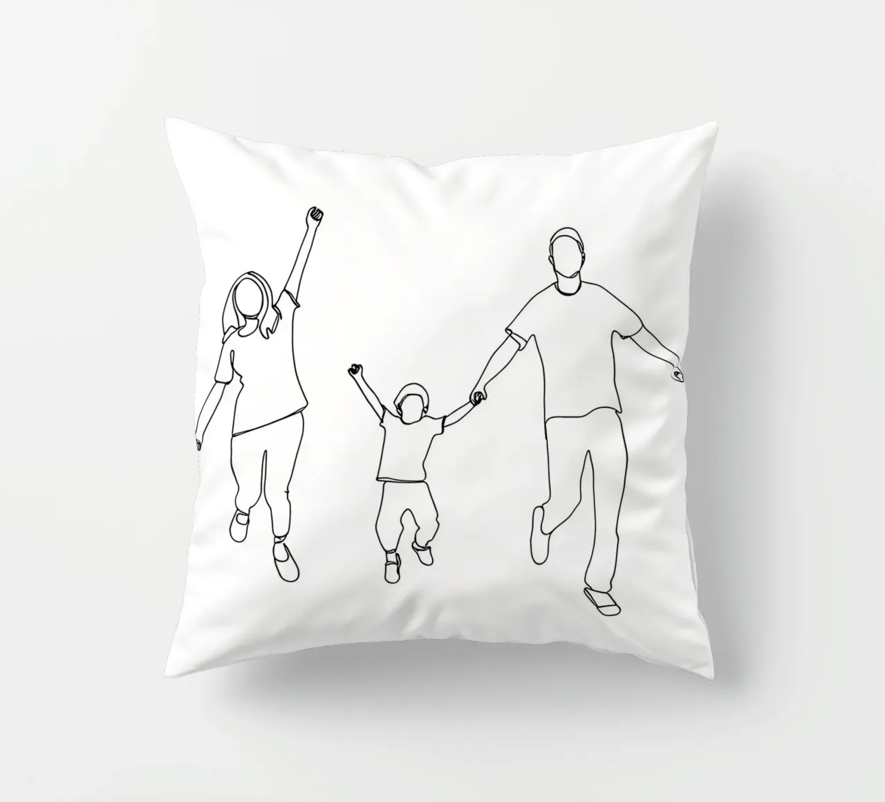 Parents Playing With Child Minimalist Line Art decorative cushion by Viv Line Art