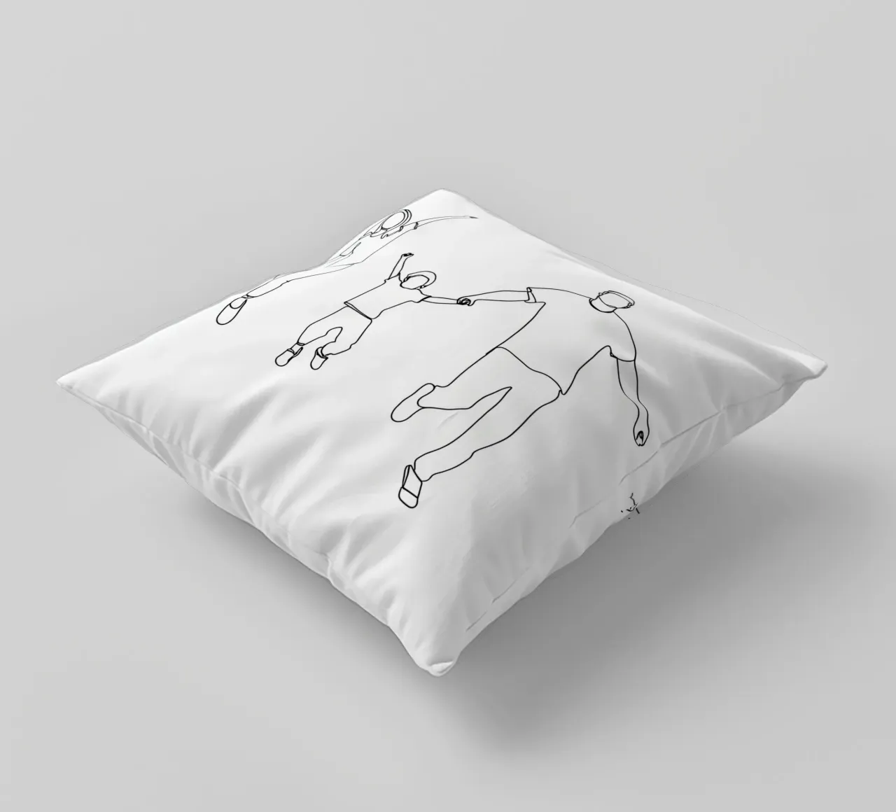 Parents Playing With Child Minimalist Line Art decorative cushion by Viv Line Art