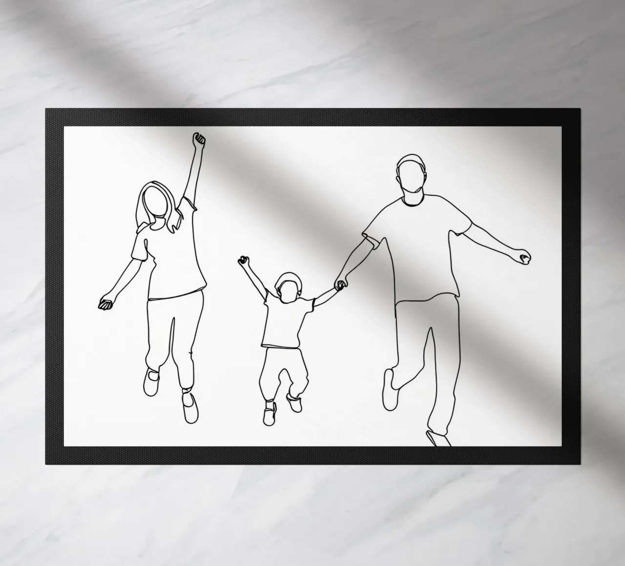Padres jugando con su hijo Minimalist Line Art felpudo de Viv Line Art