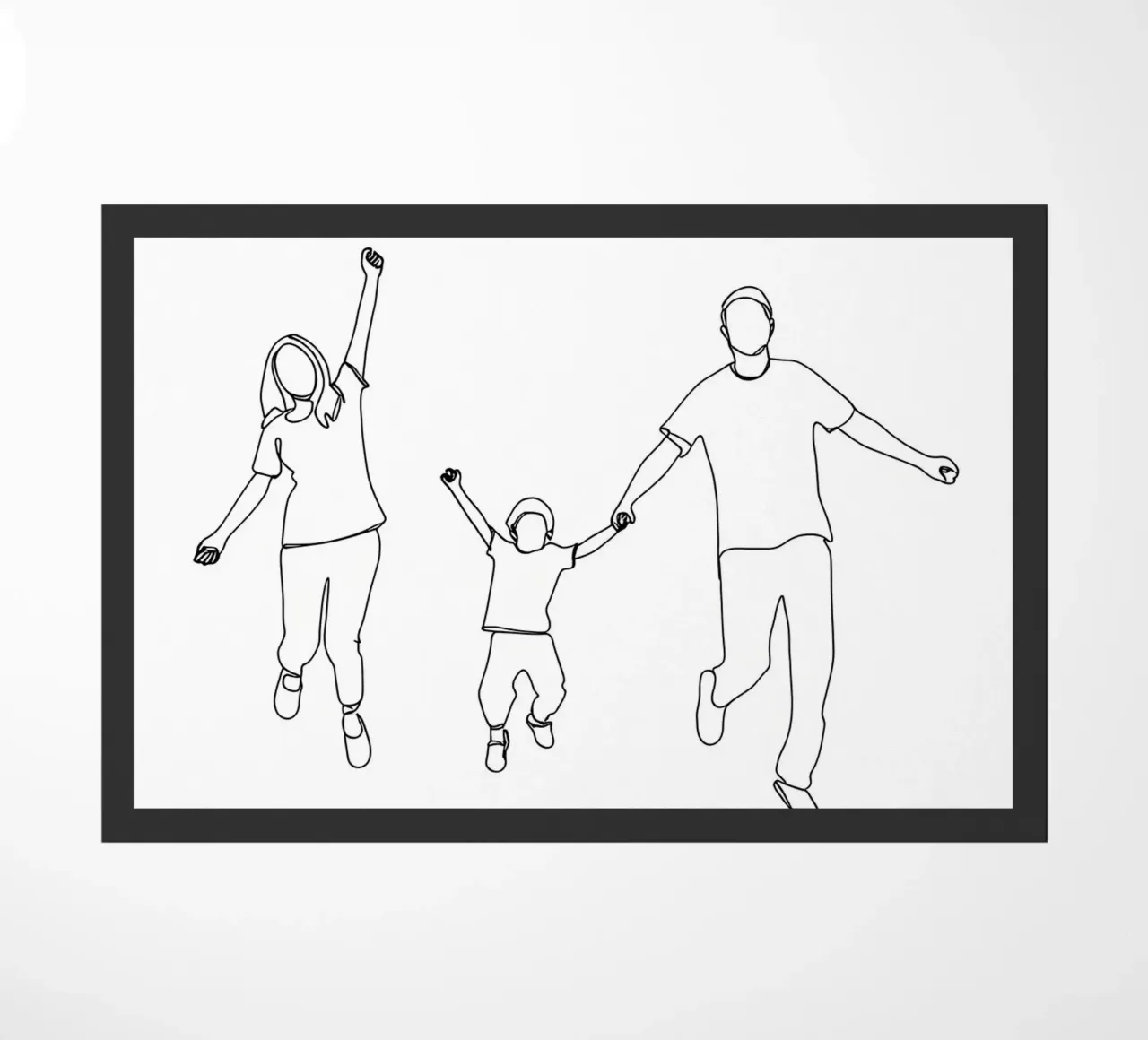 Padres jugando con su hijo Minimalist Line Art felpudo de Viv Line Art