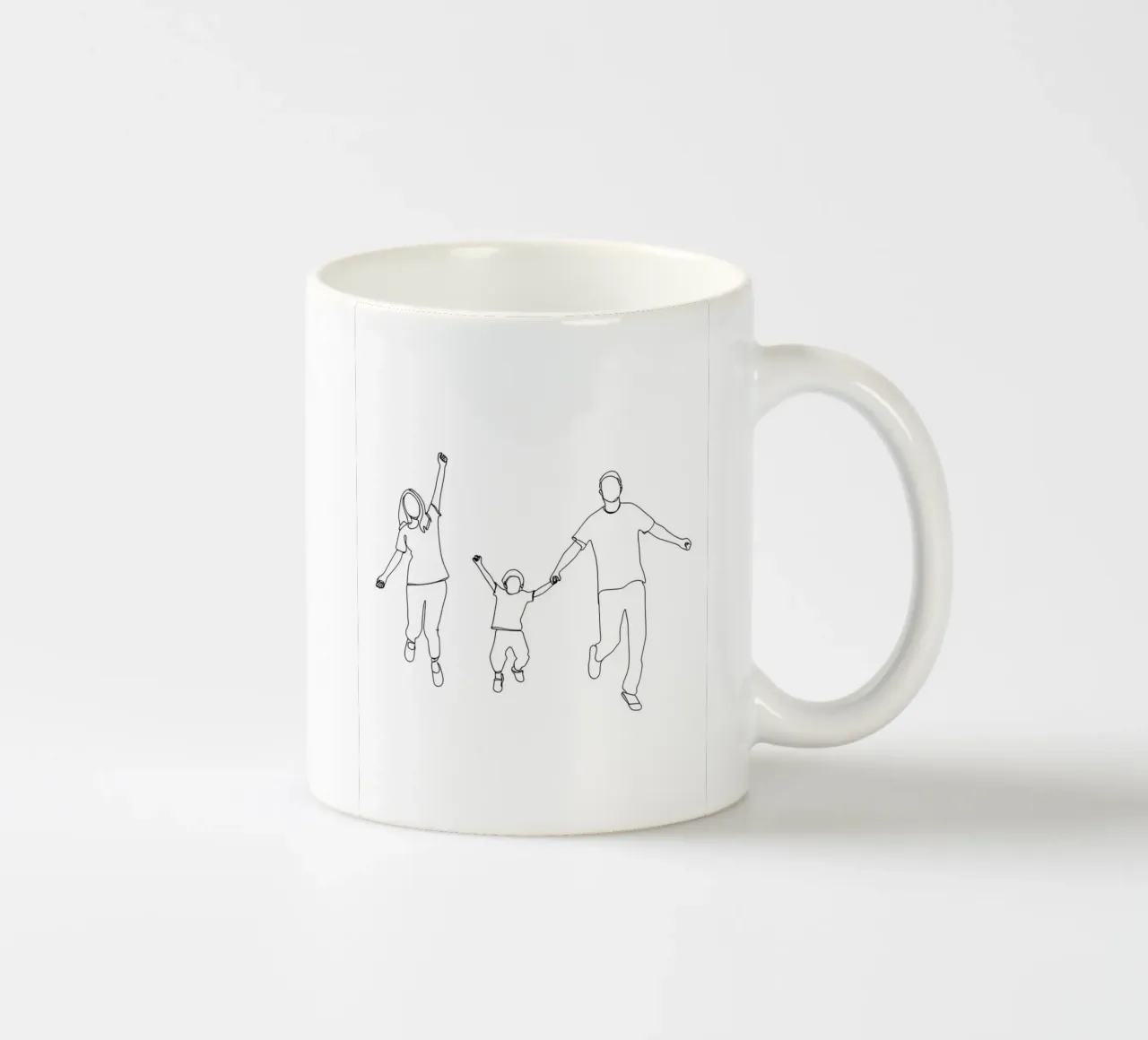 Genitori che giocano con il bambino Line Art minimalista tazza in ceramica da Viv Line Art