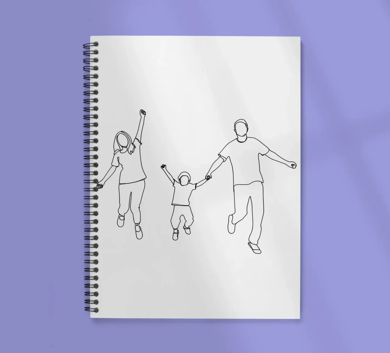 Parents Playing With Child Minimalist Line Art spiral notebook by Viv Line Art