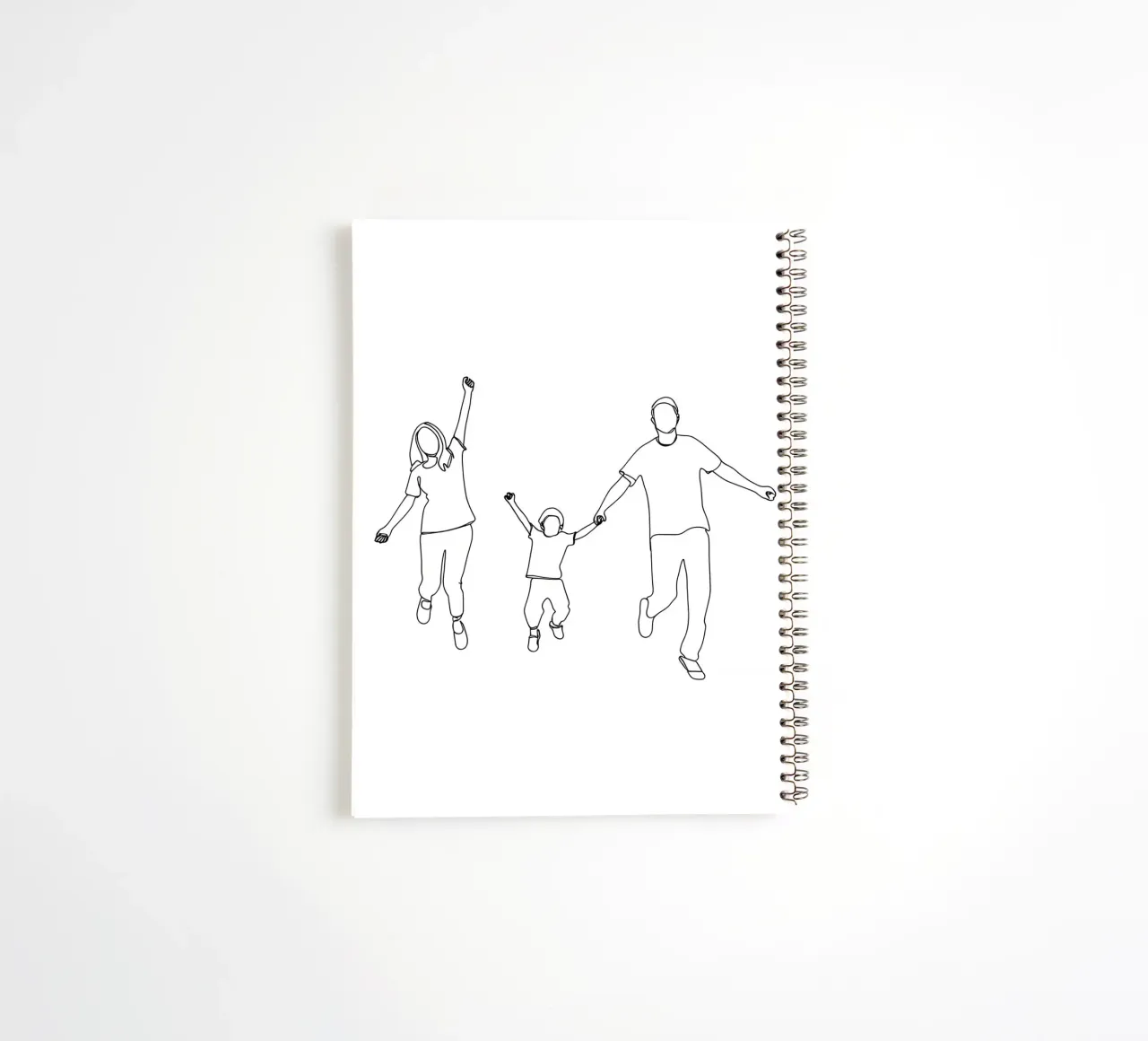 Parents Playing With Child Minimalist Line Art spiral notebook by Viv Line Art