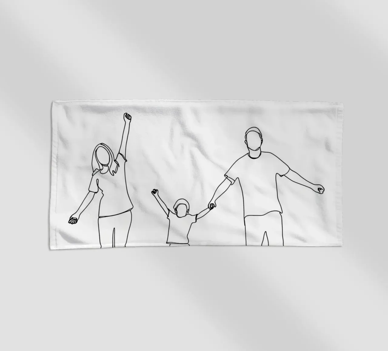 Genitori che giocano con il bambino Line Art minimalista telo mare da Viv Line Art