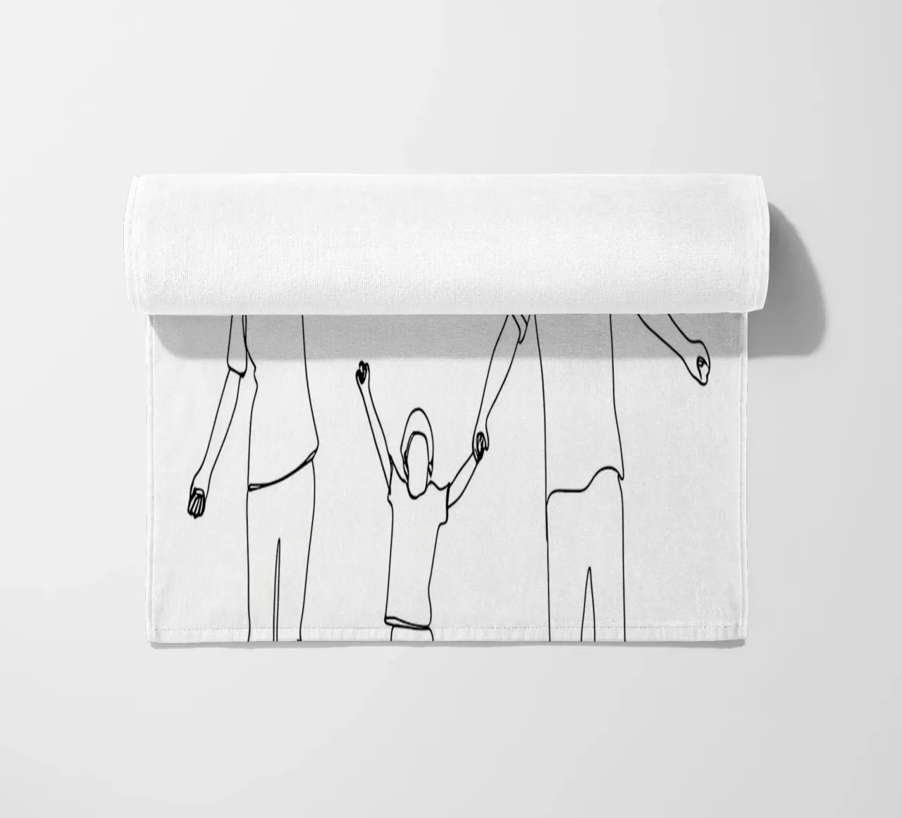 Genitori che giocano con il bambino Line Art minimalista telo mare da Viv Line Art