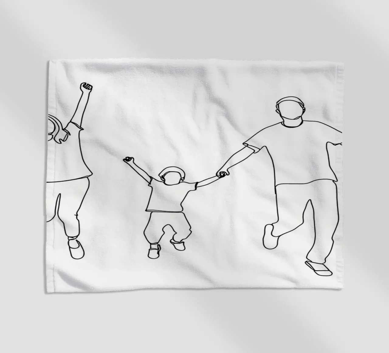 Genitori che giocano con il bambino Line Art minimalista telo mare da Viv Line Art