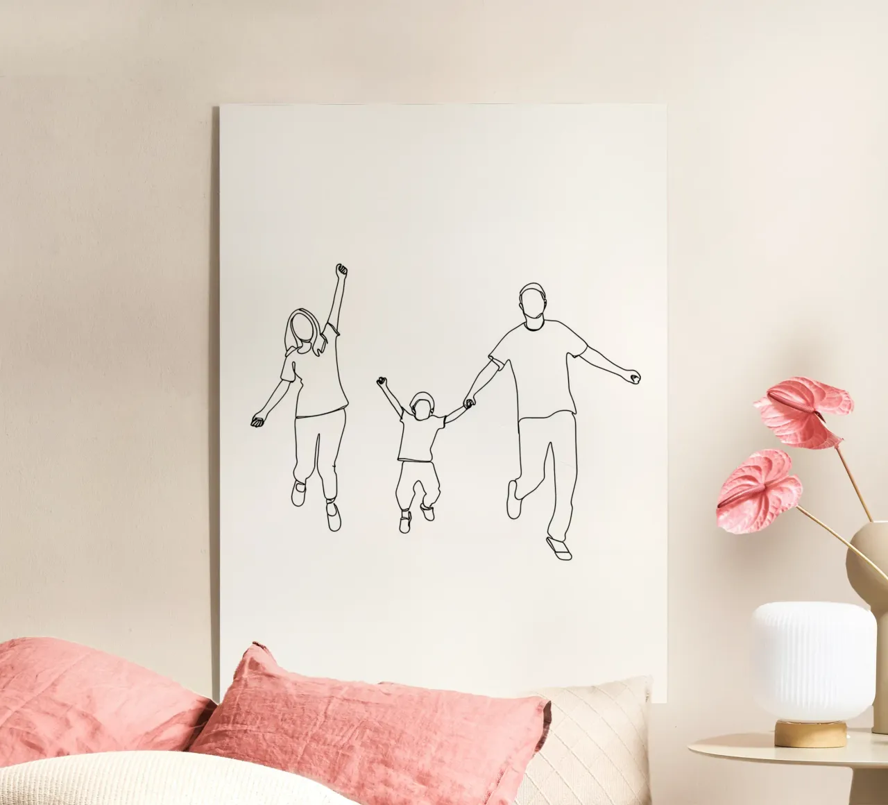 Padres jugando con su hijo Minimalist Line Art metacrilato de Viv Line Art