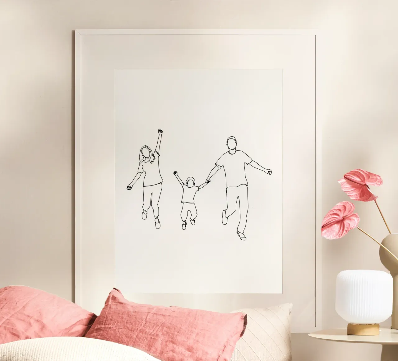 Padres jugando con su hijo Minimalist Line Art hahnemühle de Viv Line Art