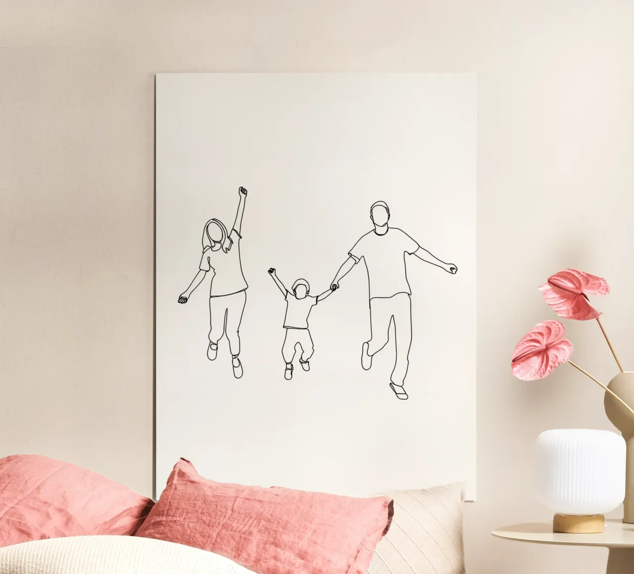 Padres jugando con su hijo Minimalist Line Art hahnemühle de Viv Line Art