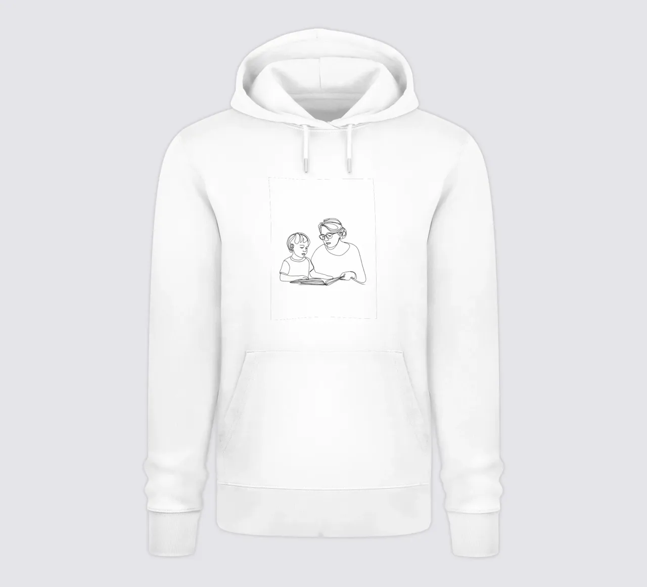 Nonna con bambino Line Art minimalista felpa con cappuccio da Viv Line Art