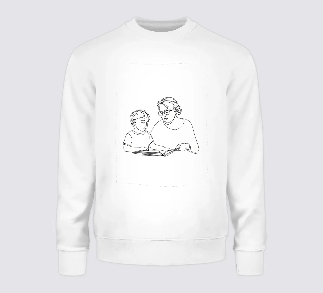 Nonna con bambino Line Art minimalista felpa da Viv Line Art