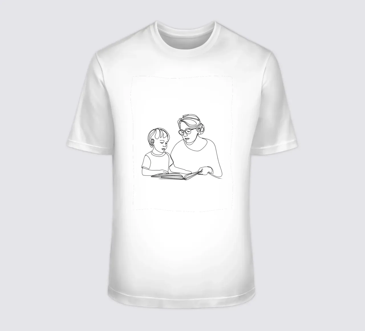 Großmutter mit Kind Minimalist Line Art T-Shirt von Viv Line Art